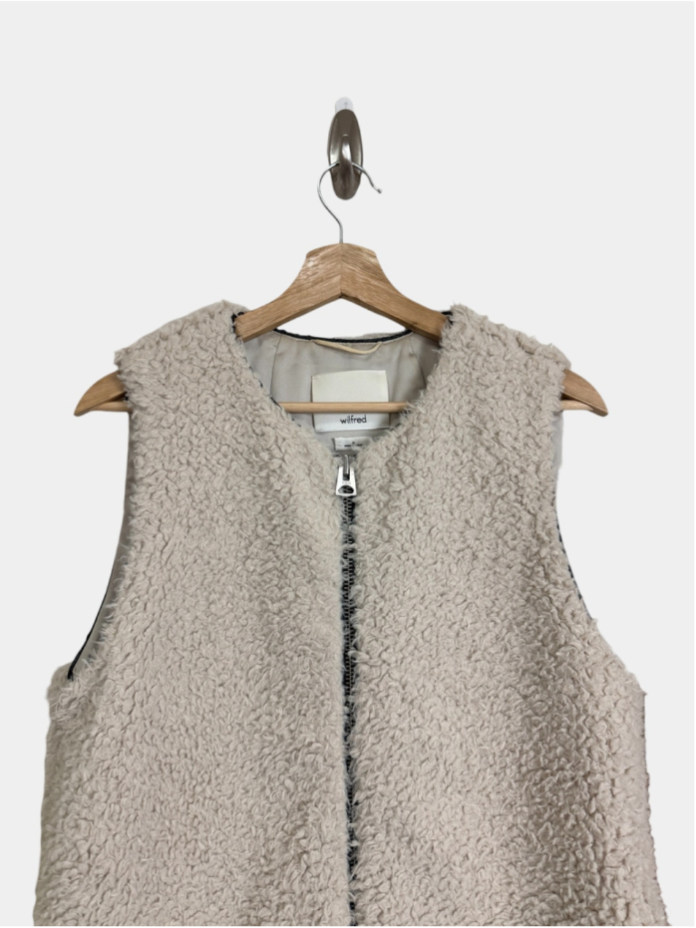 Aritzia WILFRED Chatou Sherpa Cream Vest, Casual Streetwear, Sz M - Picture 7 of 16